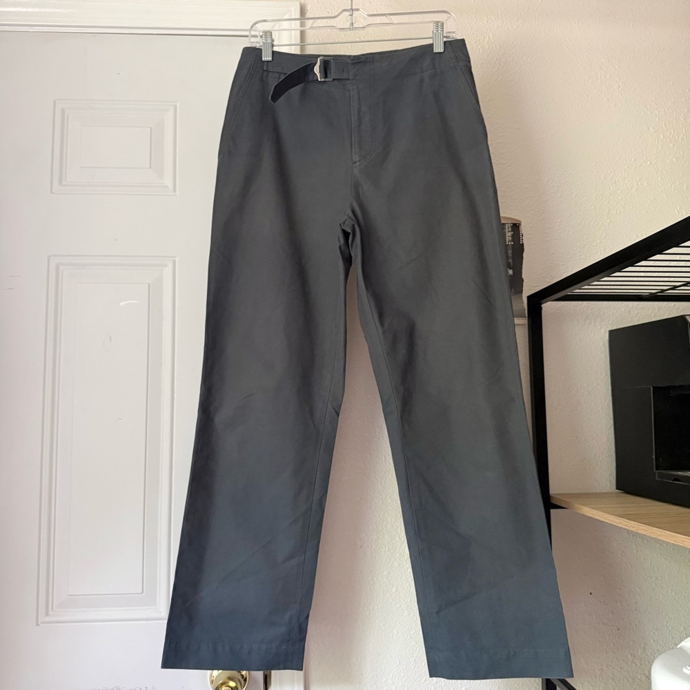 LE17SEPTEMBRE grey cotton belted straight leg cropped pants